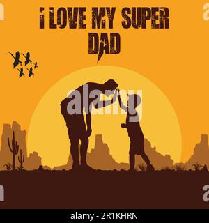 I love my super dad-Father's Day T-shirt Stock Vector