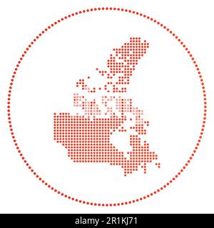 Canada digital badge. Dotted style map of Canada in circle. Tech icon of the country with gradiented dots. Cool vector illustration. Stock Vector