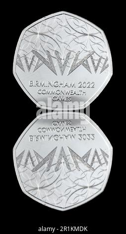 2022 50p to commemorate the United Kingdom hosting the Commonwealth Games Stock Photo