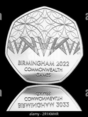 2022 50p to commemorate the United Kingdom hosting the Commonwealth Games Stock Photo