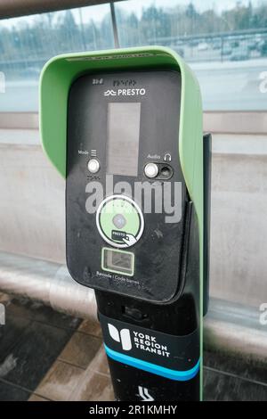 presto card reader, a contactless automated public transit fare collection system used in Ontario, Canada Stock Photo