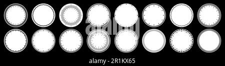 Mechanical clock faces, bezel. Watch dial with minute and hour marks. Timer or stopwatch element. Blank measuring circle scale with divisions. Vector Stock Vector