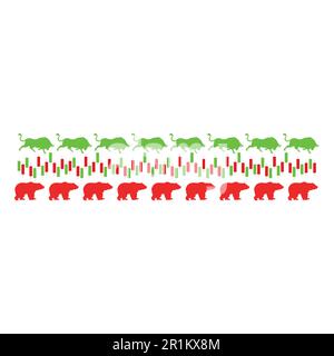 A bear and bull with candelas the bears versus bulls stock market . Stock Vector