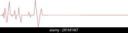 Heart beat diagram with straight line. ECG chart part isolated on white background. Cardiac rhythm red line. Cardio test sign. Cardiology hospital Stock Vector