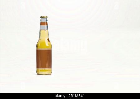 Yellow Beer Bottle Mock-Up isolated - Blank Label Stock Photo