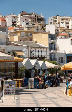 Sitia, Eastern Crete, Greece, Europe, 2023 . Early Spring on the waterfront in Sitia an eastern Crete holiday destination resort. The harbour area. Stock Photo