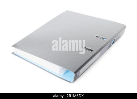 One grey office folder isolated on white Stock Photo