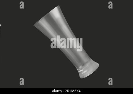 Empty transparent beer glass isolated on black background Stock Photo