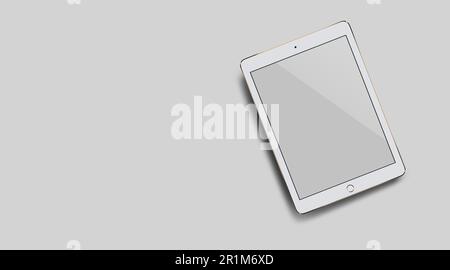 Mock-up new smartphone with a white screen close up top view. Stock Photo