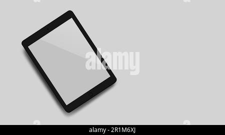 Mock-up new smartphone with a white screen close up top view. Stock Photo