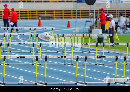 Taiwan, MAR 23 2013 - Hurdles race in The National Games Stock Photo