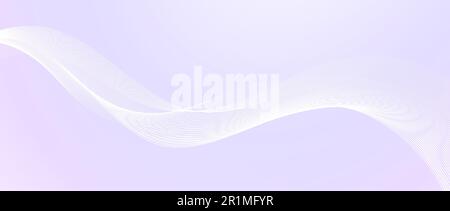 Flowing wave lines design. Abstract smooth curved stripes template. White fluid shape on light purple background. Horizontal vector wallpaper Stock Vector