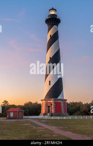 Cape Hatteras Lighthouse in the Outer Banks of North Carolina, USA at dawn. Stock Photo