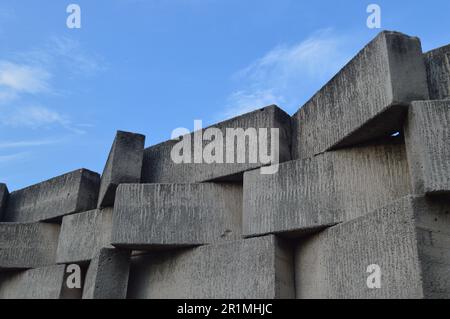 background pattern, shape, texture of walls or walls made of light brick material or white Hebel brick Stock Photo