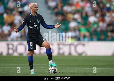 Elche, Spain. 14th May, 2023. Antoine Griezmann of Atletico de Madrid reacts during the Spanish La Liga football match between Elche CF and Atletico de Madrid in Elche, Spain, May 14, 2023. Credit: Str/Xinhua/Alamy Live News Stock Photo