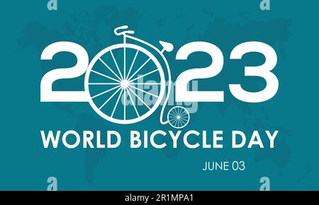 2023 Concept World Bicycle Day vector design illustration. Cycling travel concept for sport, health, energy Stock Vector