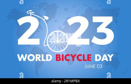 2023 Concept World Bicycle Day vector design illustration. Cycling travel concept for sport, health, energy Stock Vector