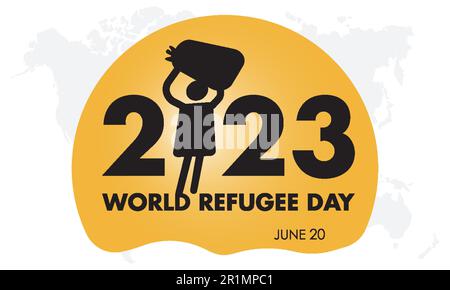 World Refugee Day 20th June, sad family leaving with camp and globe war ...