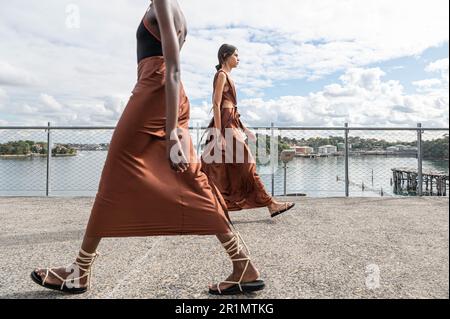 Models walk the runway at the Bondi Born fashion show during