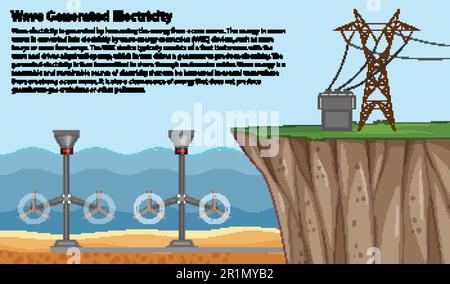 Ocean Power Generation with Underwater Turbines illustration Stock Vector