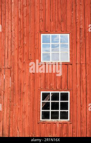 Colourful red wall on a barn Stock Photo