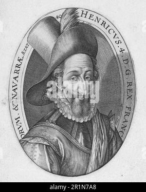 Henry IV, of Navarre, Henri IV, Henri Quatre, Henri le Grand, December 13, 1553-May 14, 1610,) was King of Navarre from June 9, 1572, as Henry III, and King of France from August 2, 1589, until his assassination on May 14, 1610, as Henry IV, Historic, digitally restored reproduction from a old template  /  Heinrich IV., von Navarra, Henri IV, Henri Quatre, Henri le Grand, 13. Dezember 1553-14. Mai 1610,) war ab 9. Juni 1572 als Heinrich III. König von Navarra und ab 2. August 1589 bis zu seiner Ermordung am 14. Mai 1610 als Heinrich IV. König von Frankreich, Historisch, digital restaurierte Re Stock Photo