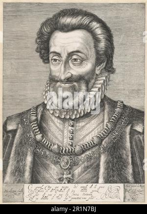 Henry IV, of Navarre, Henri IV, Henri Quatre, Henri le Grand, December 13, 1553-May 14, 1610,) was King of Navarre from June 9, 1572, as Henry III, and King of France from August 2, 1589, until his assassination on May 14, 1610, as Henry IV, Historic, digitally restored reproduction from a old template  /  Heinrich IV., von Navarra, Henri IV, Henri Quatre, Henri le Grand, 13. Dezember 1553-14. Mai 1610,) war ab 9. Juni 1572 als Heinrich III. König von Navarra und ab 2. August 1589 bis zu seiner Ermordung am 14. Mai 1610 als Heinrich IV. König von Frankreich, Historisch, digital restaurierte Re Stock Photo
