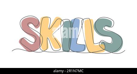 Skills One line drawing on white background Stock Vector