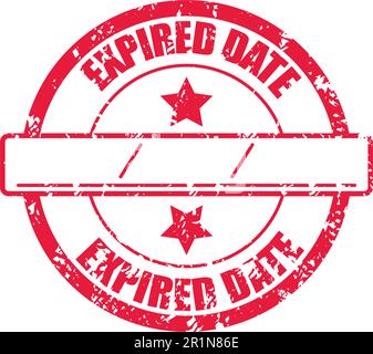 Expired date rubber stamp for product in supermarket. Vector illustration. Notice sticker, time expire watermark, product expiration date, retro red r Stock Vector