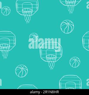 The seamless pattern on the basketball theme Stock Vector