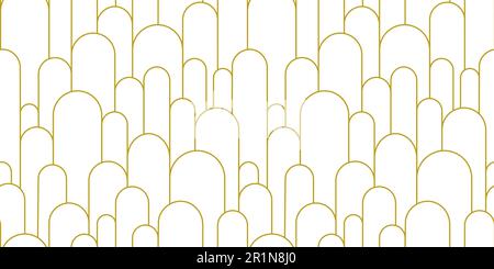 Boho arch seamless pattern. Geometric art deco simple background. Golden circular arc in linear style. Seamless abstract modern geometric pattern Stock Vector