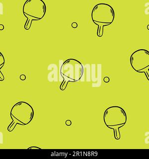 Vector seamless pattern of flat black ping pong table tennis sport icon isolated on white background Stock Vector