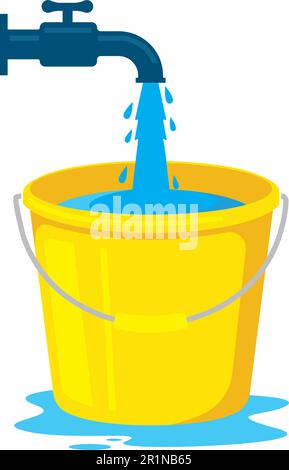Illustration fill the water in the bucket until it's full vector