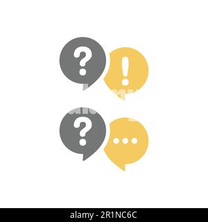 Conversation chat bubble with exclamation and question mark. Help and FAQ, communication and talking balloon vector icon set. Stock Vector