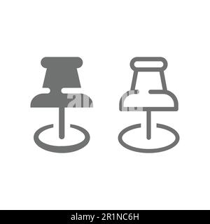 Pushpin line and fill vector icon. Location, map pin icons. Stock Vector