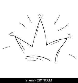 Royal crown, queen or princess diaden, tiara head, King in doodle style ...