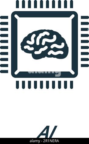 AI icon. Monochrome simple sign from data analytics collection. AI icon for logo, templates, web design and infographics. Stock Vector