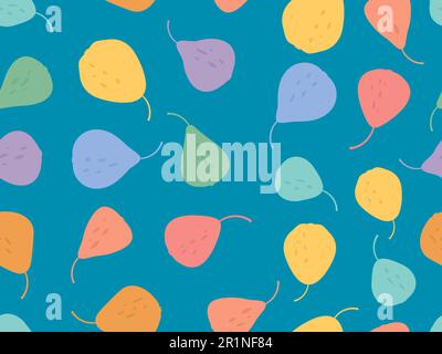 Seamless pattern of multicolored pears. Silhouette of a pear in a minimalist style. Design for printing on fabric, banners and promotional products. V Stock Vector