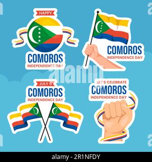 Happy Comoros Independence Day Label Illustration Flat Cartoon Hand Drawn Templates Background Stock Vector