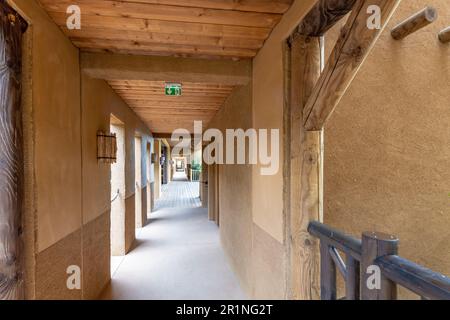 Corridor PAL Savana RESERVE, a safari-like hotel at Le Pal theme park in France. Stock Photo