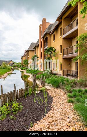 Safari views at PAL Savana RESERVE, a safari-like hotel at Le Pal theme park in France. Stock Photo