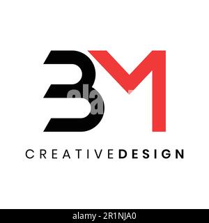 Abstract minimalist BM logo design vector illustration Stock Vector