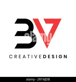 Geometric initial BV logo design vector illustration Stock Vector