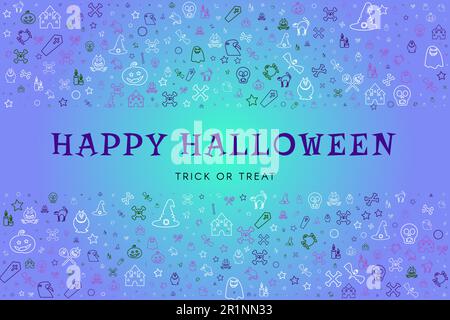 Happy Halloween doodle hand drawn poster background design for website or greeting banner. Cute holiday decoration or advertising element. Vector illu Stock Vector