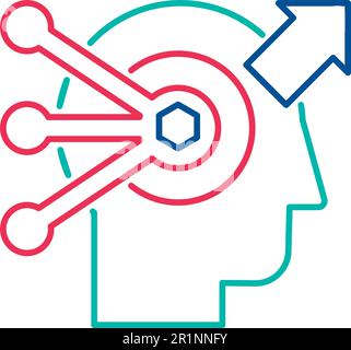 Problem solving and decision making linear vector icon. Data processing thin line pictogram Stock Vector