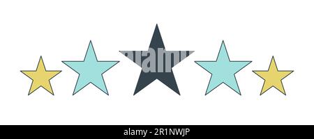 Five star rating flat line color isolated vector icon Stock Vector