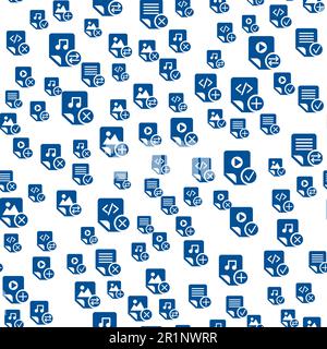 Media Files Outline Icons On White Background. Modern Web Seamless Pattern Design. Different Web Signs Pattern. Audio, Video and Document Files Symbol Stock Vector