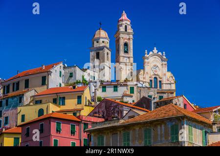 The village of Cervo on the Italian Riviera in the province of Imperia, Liguria, Italy Stock Photo