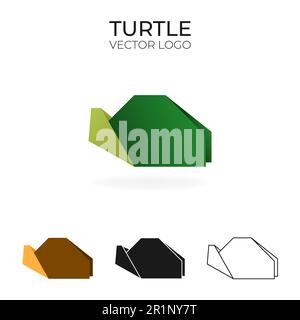 Origami vector logo and icon with turtle.  Stock Vector