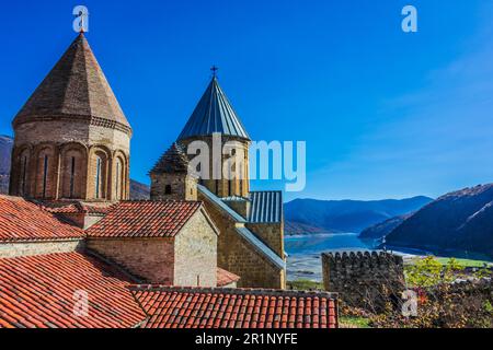 Ananuri castle and Church of the Mother of God on Aragvi River in Georgia Stock Photo